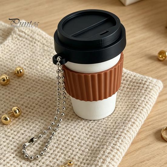 Coffee Clicker Fidget Toy 3D Printed Cup Clicker, Press for PLA Stress Relief, Backpack Hanging Finger with Ball Chain Focus Aid
