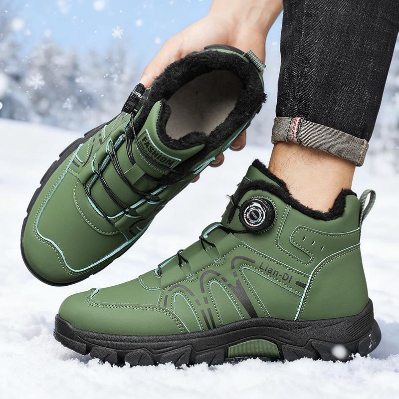 Winter Plush and Thickened High Top Men's Cotton Shoes Versatile Warm Men's Snow Boots