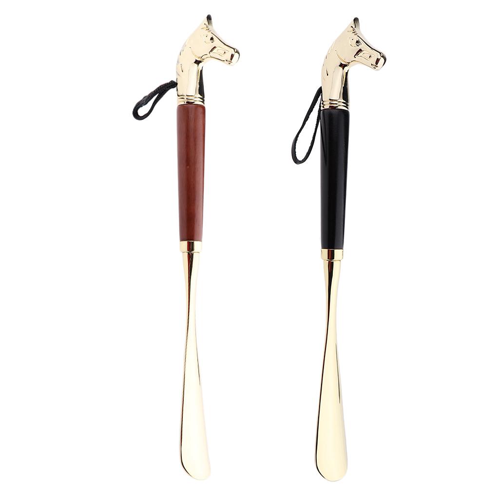 Long Metal Shoe Horn With Wood Handle Horse Head 32cm/12.60in