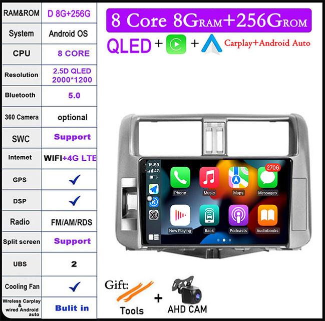 Android 14 DSP For Toyota Land Cruiser Prado 150 2009-2013 Car Radio Auto Multimedia Video Player GPS Navigation Carplay BT