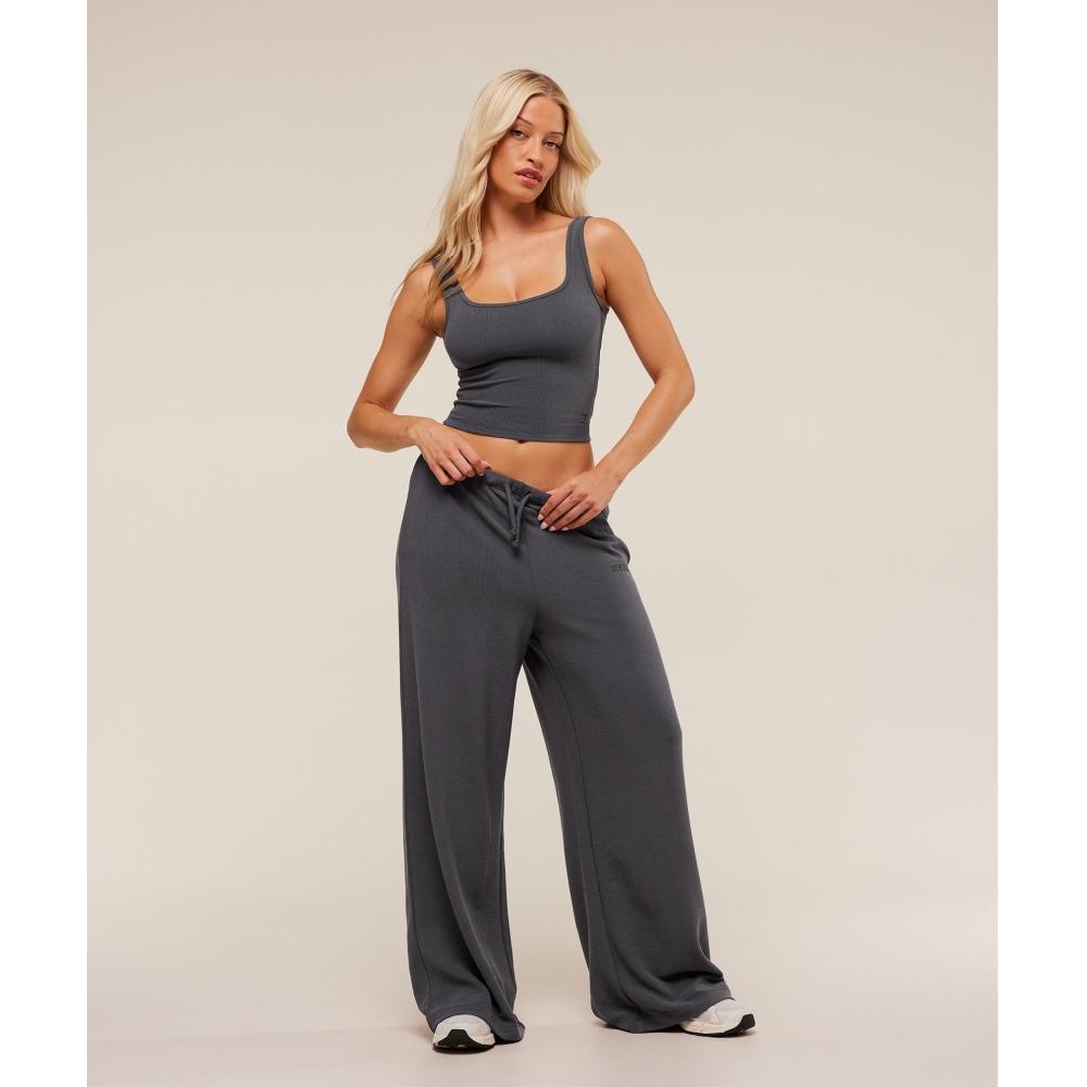 Gymshark Waffle Cropped Tank Onyx Grey B3b2g Gb7n