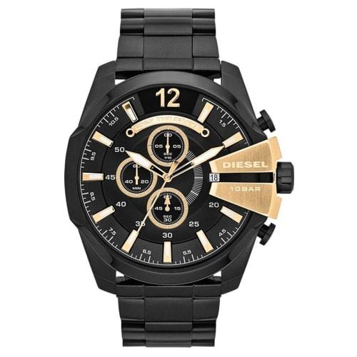 Diesel Mega Chief Quartz Chronograph Black Dial Black IP DZ4338 Men's Watch