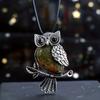 1pc JXMYBA Artificial Crystal Owl Pendant Necklace, Amethyst Rose Quartz Faux Gemstone Lucky Jewelry, Women'S Handmade Stone Pendant with Artificial F
