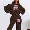 Completo felpa con cappuccio e stampa di lettere da donna - Autunno Manica Lunga Abbigliamento Sportivo