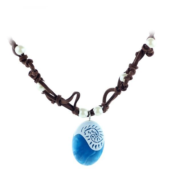 Polynesia Princess Necklaces Girls Film Cosplay Costume Charm Necklace Handmade Braided Leather Rope