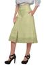 Moomaya Solid Cotton Skirts For Women Button Down A-Line Knee Length Skirts