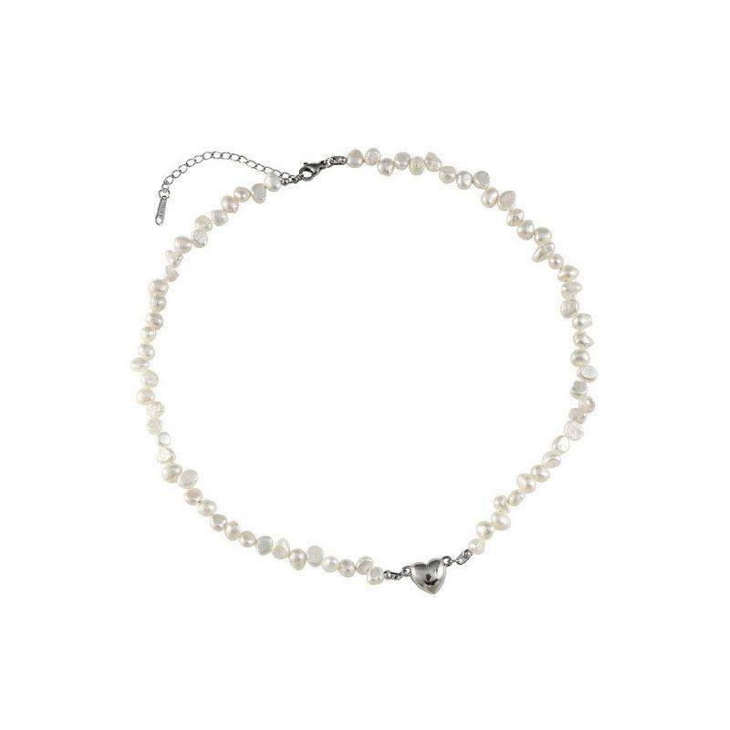 Baroque Freshwater Love Pearl Necklace Fashion Magnet Buckle Design Sense Clavicle Chain Special-Shaped Pearl Neck Chain