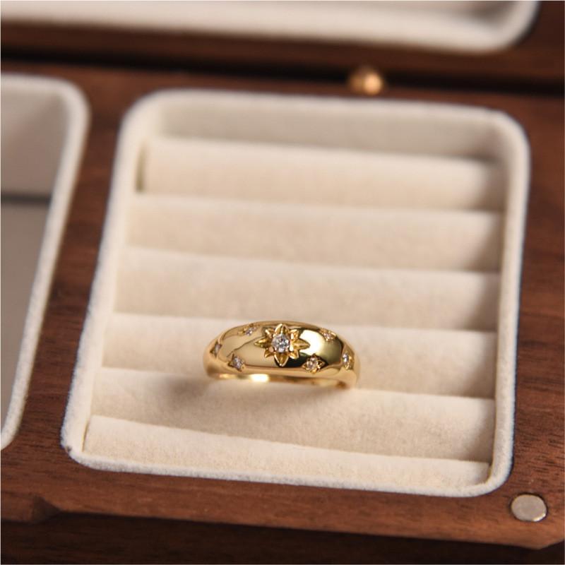 Stylish And Contemporary Open Adjustable Copper Ring With Zircon For Womens Fashion Statement