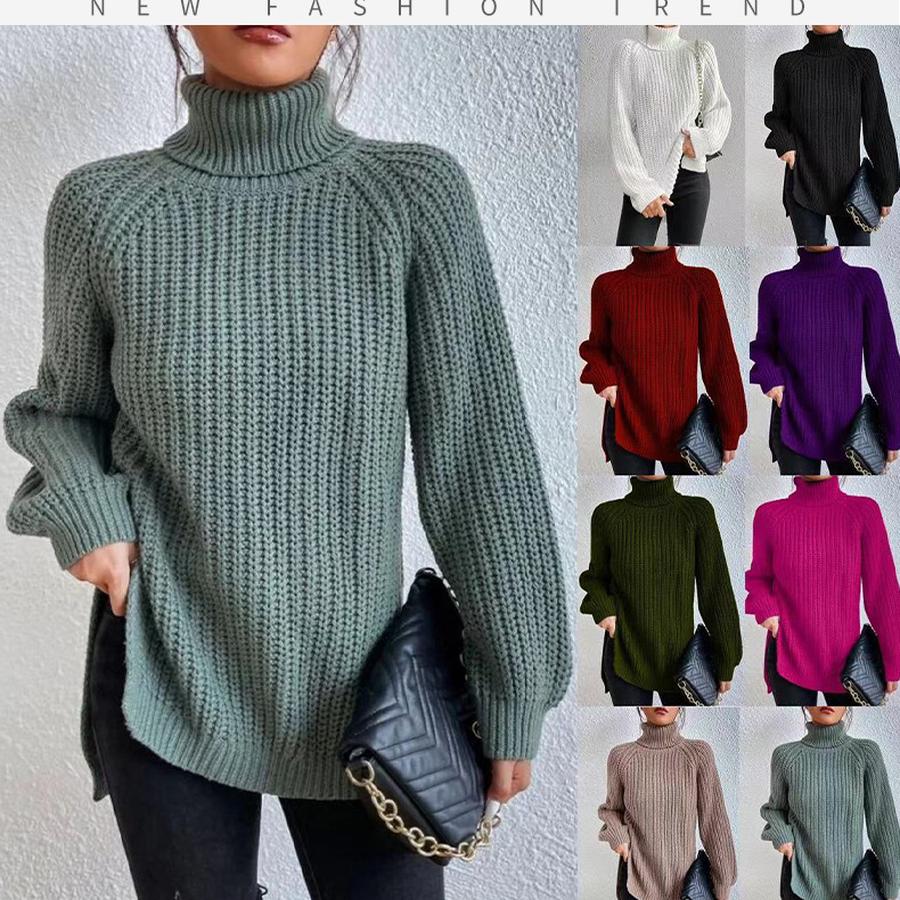 Fall Winter New Neck Warm Knit Sweater Long Sleeve Open Shoulder Soft Comfortable Women's Clothing