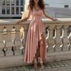 Abito Maxi da Donna Monospalla Senza Maniche Vestibilità Aderente Vita Alta Glitter Tinta Unita Spacco Asimmetrico Abito da Sera