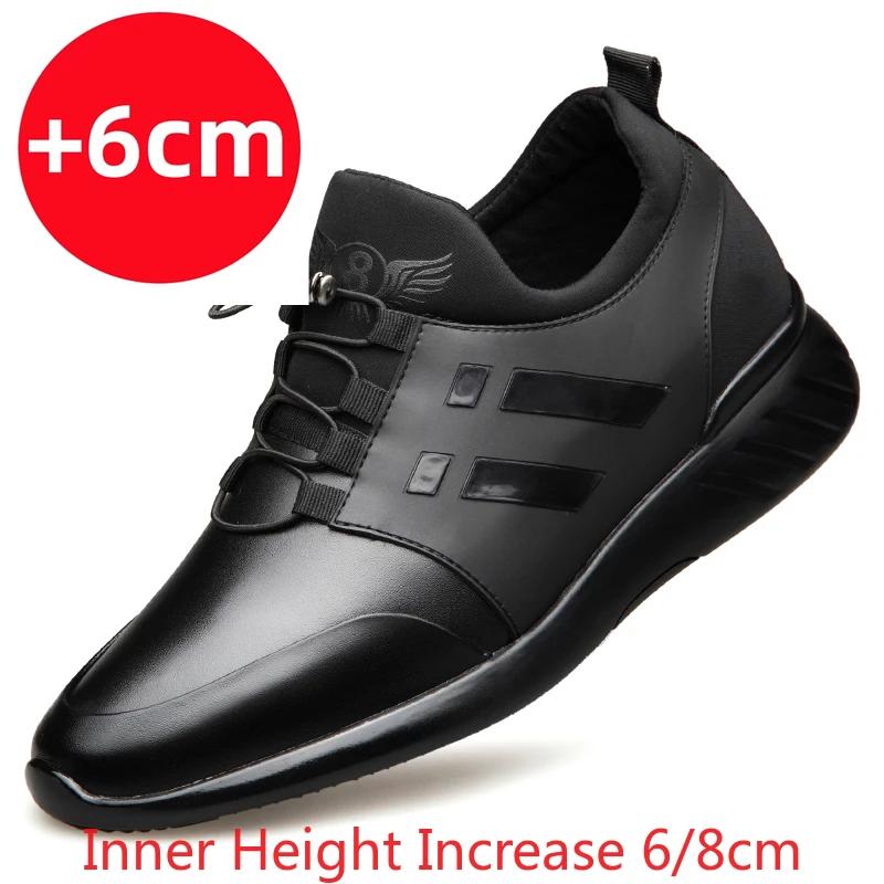 

2025 Новые летние повседневные туфли из натуральной кожи для мужчин, кроссовки, удобная мужская обувь на платформе, стелька для увеличения роста 6 см 38