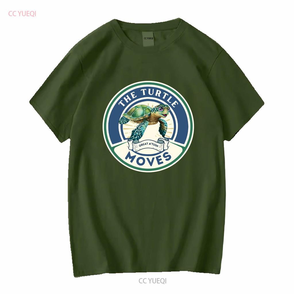 The Turtle Moves Discworld Inspired T Shirt with Terry Pratchett Fan Fantasy Novel Long or Short Sleeves Vintage Washed