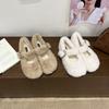 Inner Heightening Retro Fluffy Shoes Single Shoes Women's 2025 Autumn and Winter New with Skirt Velvet Mary Jane Shoes