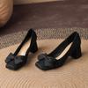 Burgundy Square Toe Silk Heels with Rhinestone Bow