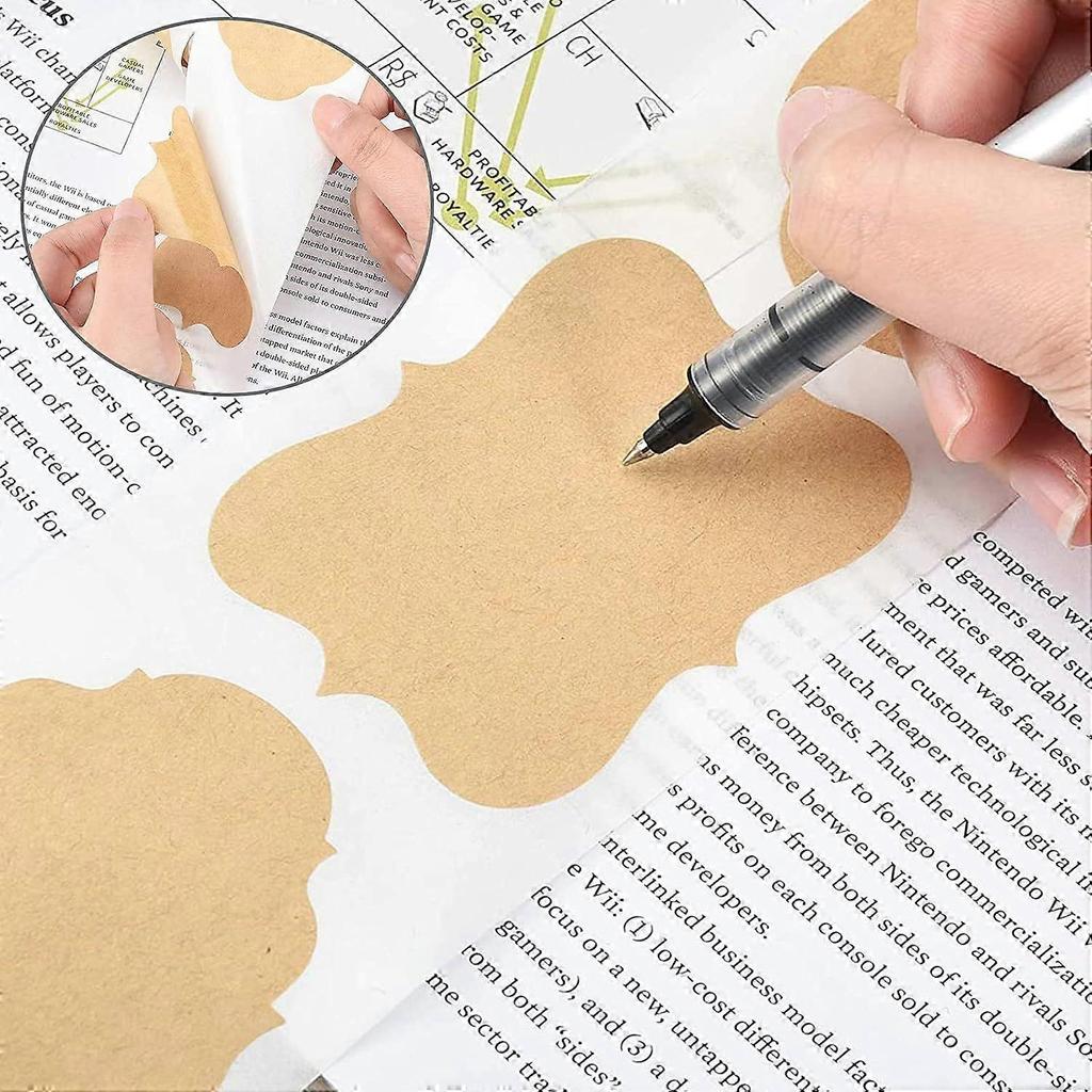 300 Pieces Vintage Kraft Labels Self-Adhesive Kraft Paper Tags for Party DIY Stickers Packaging Mason Jars Gift