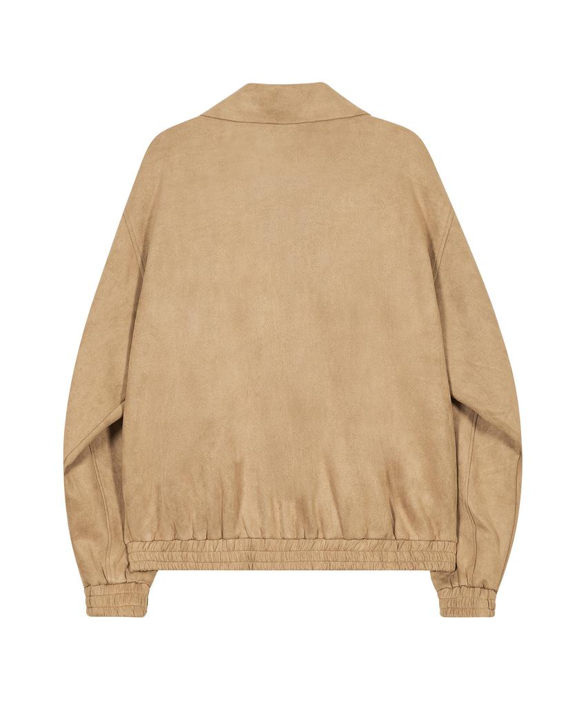 Ironyporno Whiteline 86-Iro253 Curved Bomber Suede Jacket Camel