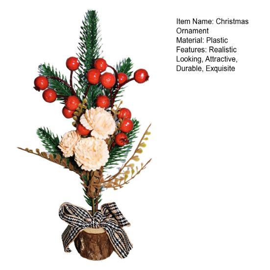 Miniatur-Weihnachtsblume, niedlich, realistisch aussehend, leicht, Mini-Weihnachtsbaum, Mini-Weihnachtsbeeren-Kiefernbaum, Festival, florale Ornament-Dekoration