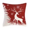 Red Series Snowflake Reindeer Pattern Throw Pillow Cover with Short Plush Print for Living Room Sofa Decoration Cushion Cover