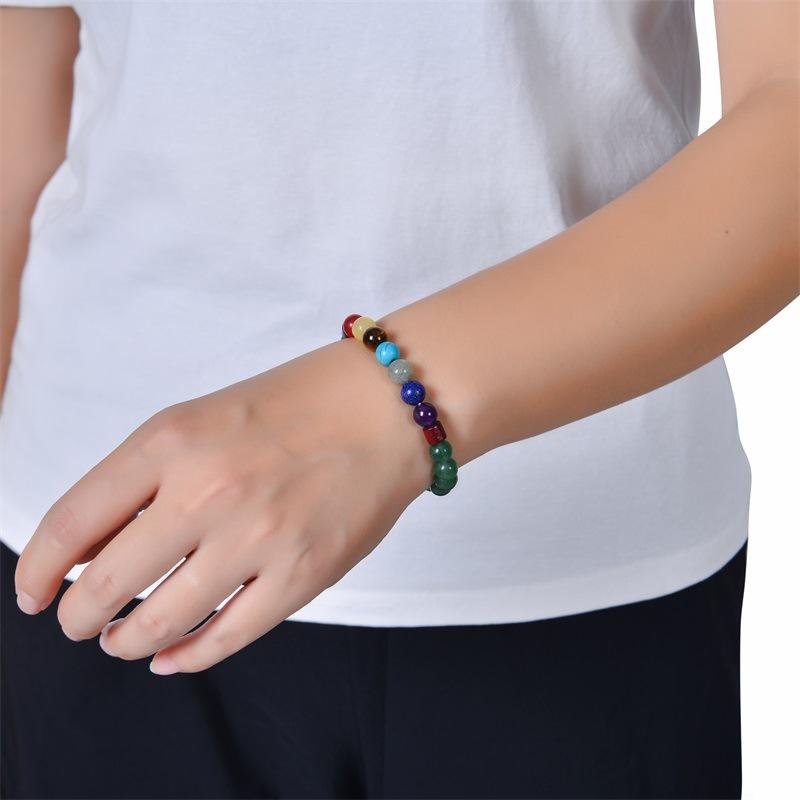 Natural Stone Bracelets Women Healing Amethyst Zircon 7 Chakra Beads Bangles Yoga Stone Gift for Couple Items  Gift