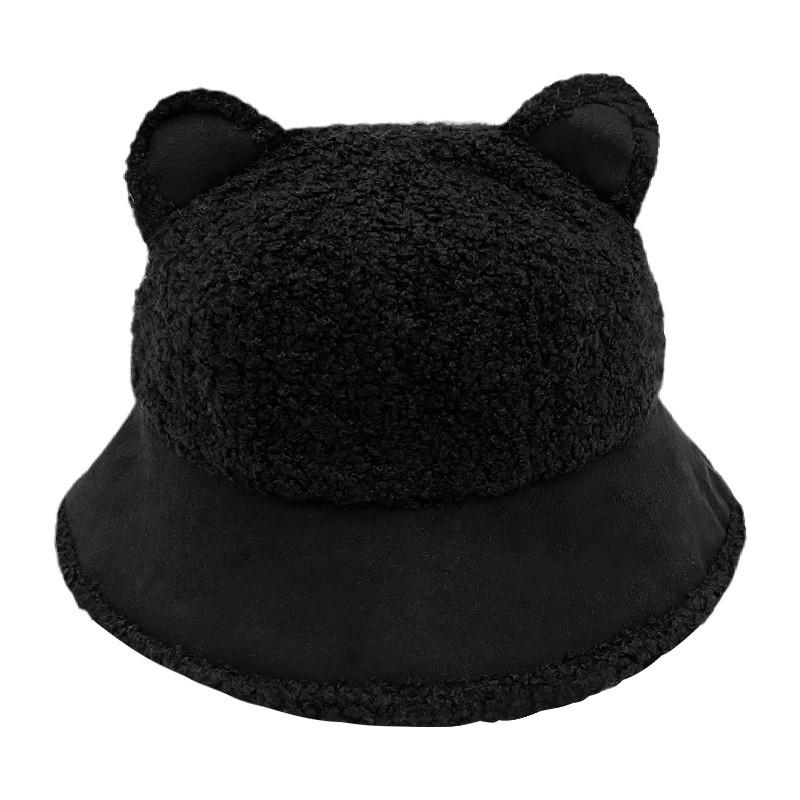 Ear Bear Winter Fisherman Hat Windproof  Warmth Plush Bucket Cap Outdoor Gift