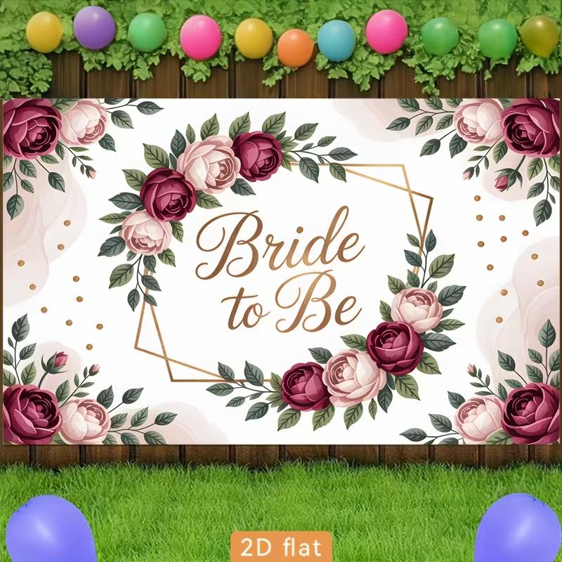 

2D Bride to Be Celebration Background, Rose & Gold Geometric Decor 47.2x31.5inch/120*80cm