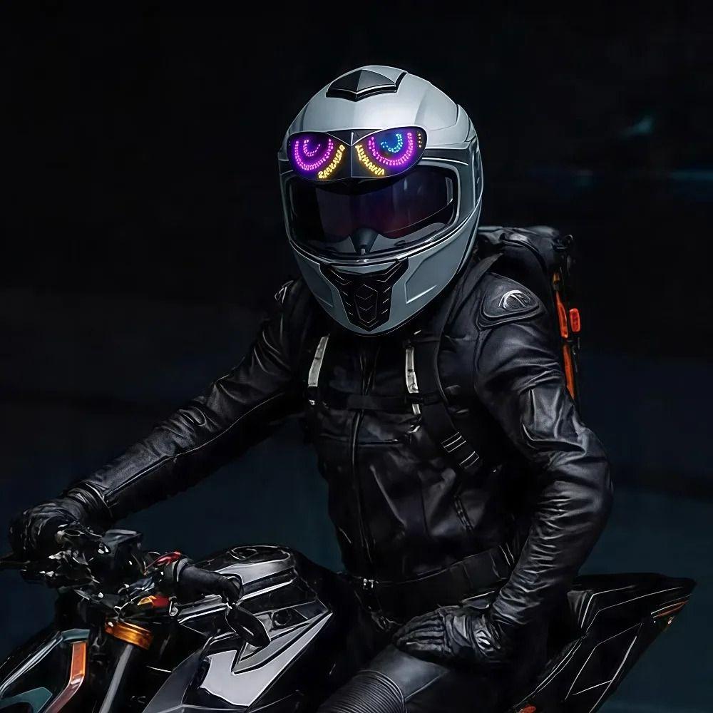 Lampada LED per Casco Forma Occhio di Diavolo Lampada per Atmosfera di Guida Sicurezza Guida Notturna