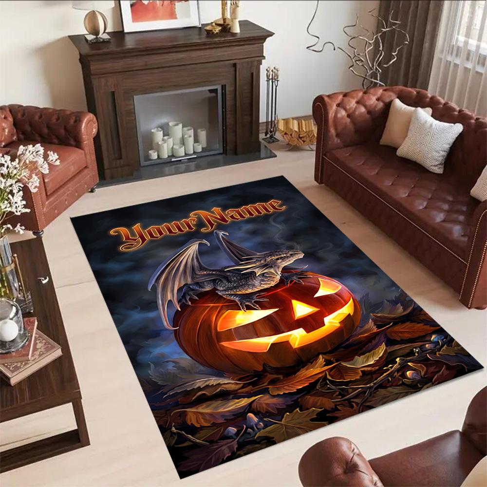 Gothic Illustrations Customizable Name Floor Rug Office Rug Design for Bedrooms Dining Room Kitchen Living Rooms Antislip Carpet Office Home Decor