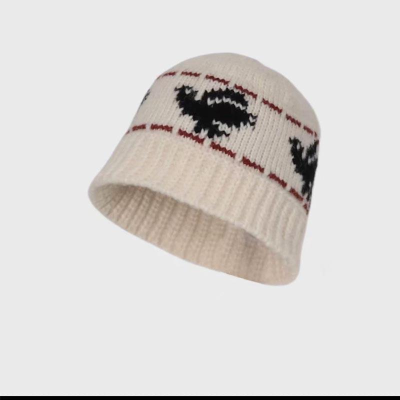 Meier Fisherman's hat Children's autumn and winter knitted wool hat, warm retro literary and ethnic style wool basin hat