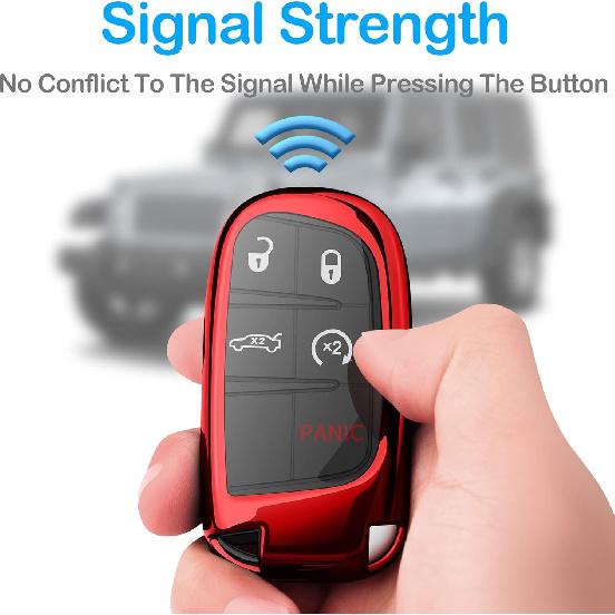 Tukellen For Jeep Dodge Key Fob Cover Premium Soft Full Protection Key Case Shell Compatible With Jeep Grand Cherokee Wrangler Compass Cherokee