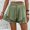 Double-layered Stacked Shorts, Casual and Comfortable, with Drawstring Elastic Waist, Short Style Pants