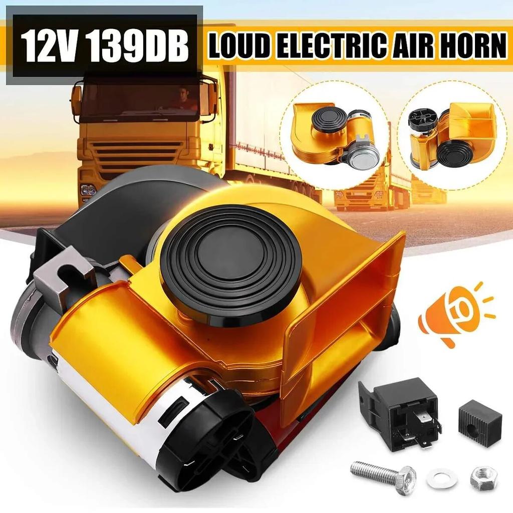 Motorcycle 12V 139DB Waterproof Loud Electronic Snail Ultra Compact Dual Air Horn Fit for Car Vehicle Yacht Boat SUV Bike Buses