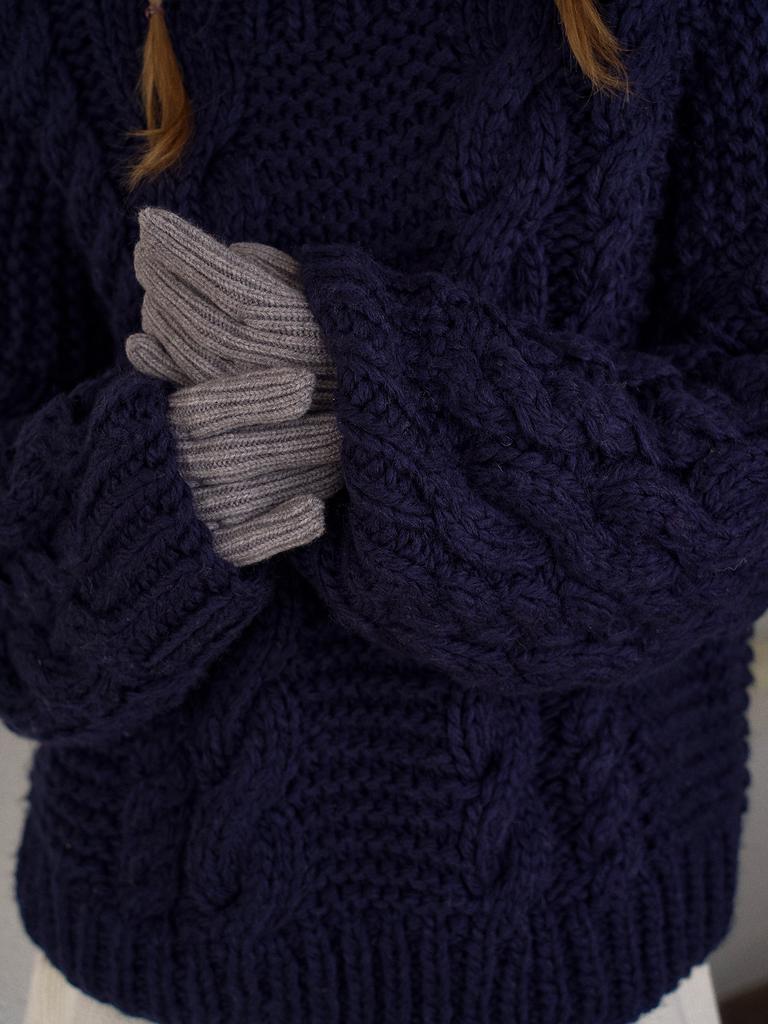 TINKNIT Hand-Knit Chunky Cable Sweater_Navy