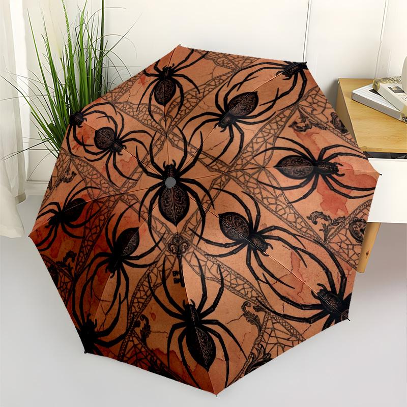 Ethereal Web Spider Automatic Umbrella Retractable Design with 8-Rib Durability Sturdy Construction for Outdoor Daily Use Vibrant Pattern Umbrella