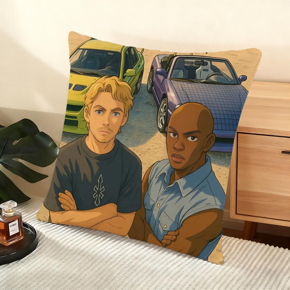 F-Fast And F-Furious Movie Cushion Cover Soft Short Plush Pillow Cover Smooth Cozy Texture Aesthetic Cushion Case Home Decor