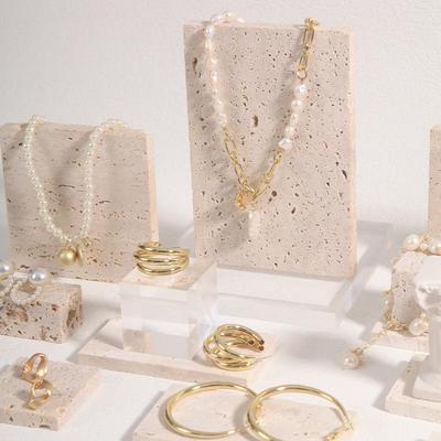 Minimalist Literary Stone Jewelry Display Stand for Photography