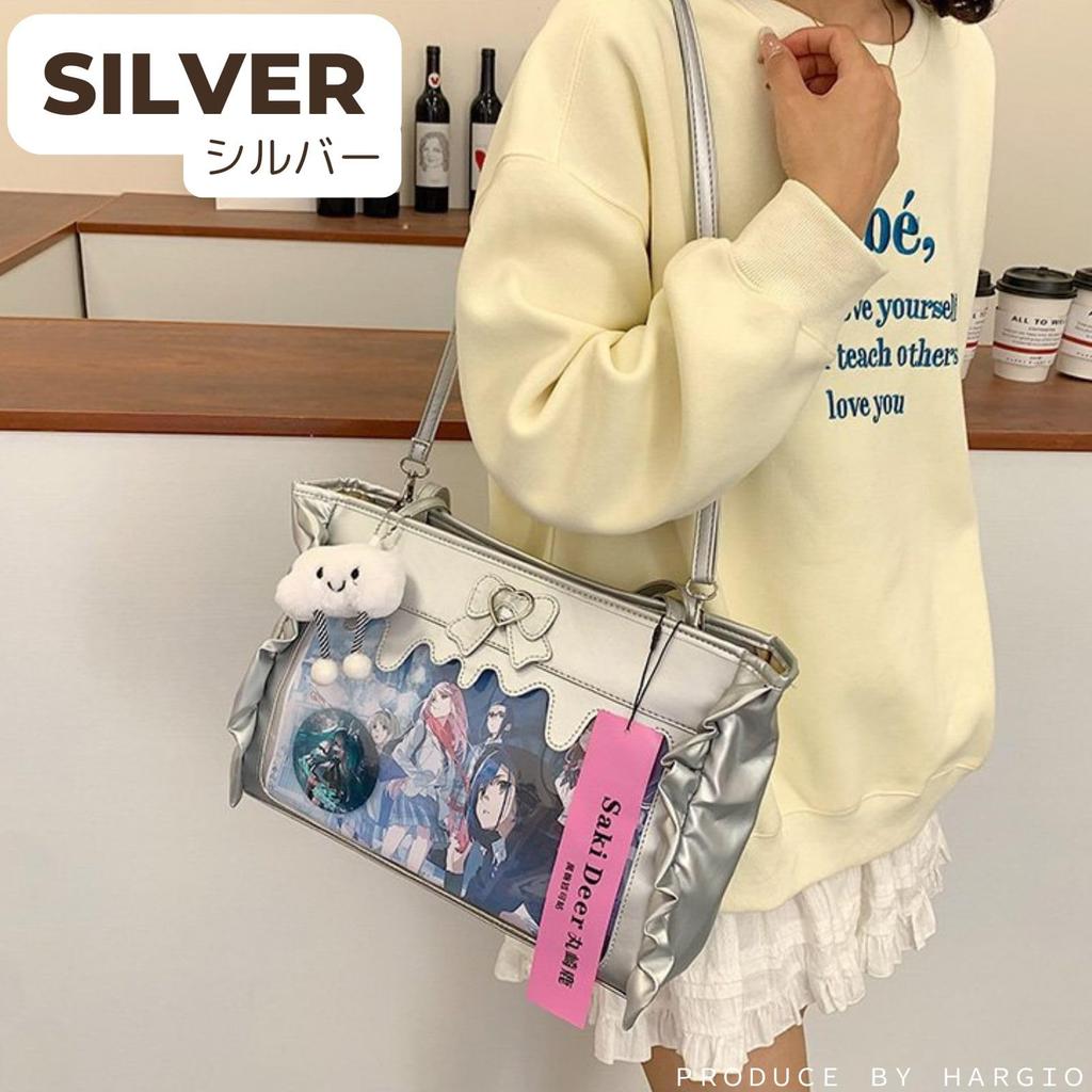 Harujio Ita Shoulder Tote Ita Transparent Perfect for Otaku Activities and Cute with Available in and Silver Bag, Bag, 2-Way Bag, Vinyl, Events,