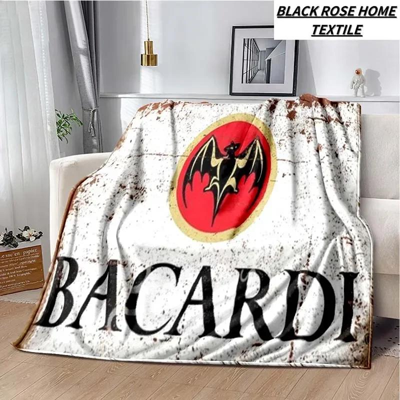 Fashionable Art Print Bacardi Rum Logo Blanket Family Bedroom Bed Sheet Outdoor Car Travel Camping Picnic Plush Sleeping Blanket