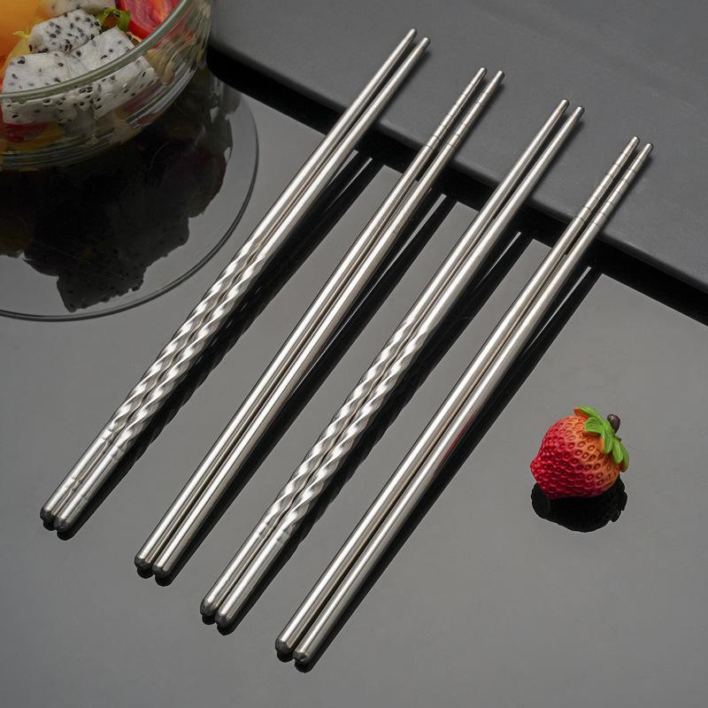 Stainless Steel Chopsticks Set Household Non-slip and Mildew-proof Metal Chopsticks Suction Card Supermarket Gift Chopsticks Family 5 Pairs