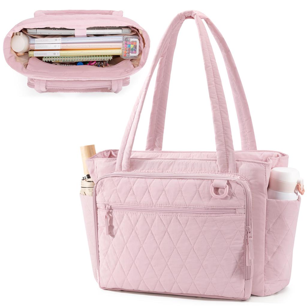YARWO Teacher Bag, Lightweight Business Bag, Fits 15.6-inch Laptop, Perfect for Commuting, School, Travel, and the Gym, Pink
