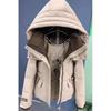 Fashion Hooded Down Jacket Short Loose Fit Winter Thickened Coat Women Oversize Warm Cotton Padded