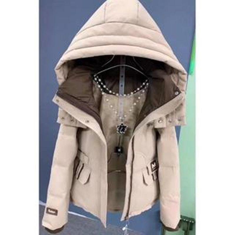Fashion Hooded Down Jacket Short Loose Fit Winter Thickened Coat Women Oversize Warm Cotton Padded