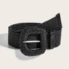 Korean Cotton Linen Woven Belt with Round Square Buckle for Women