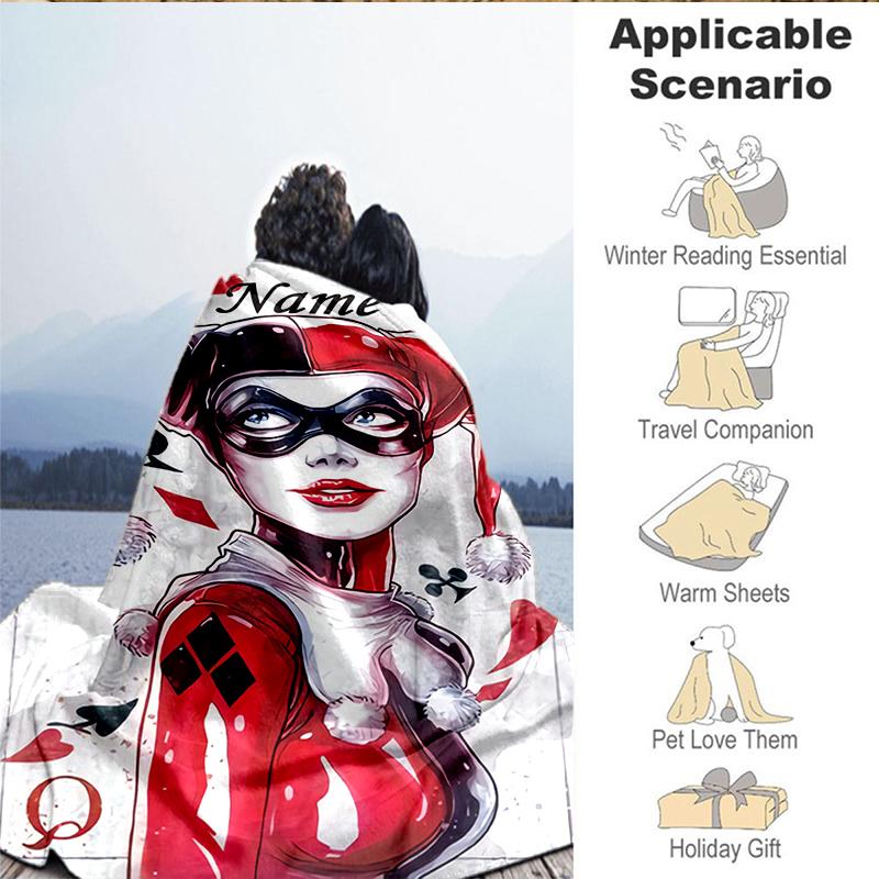 Custom Name Harley Card Blanket Lightweight Ideal Bedding Blanket Perfect for Travel, Camping, Living Rooms, Sofas, Christmas gift