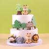 1set Animal Cake Topper Lion Giraffe Fox Koala Palm Leaves Cake Topper For Kids Safari Birthday Cake Decoration Wild One Party