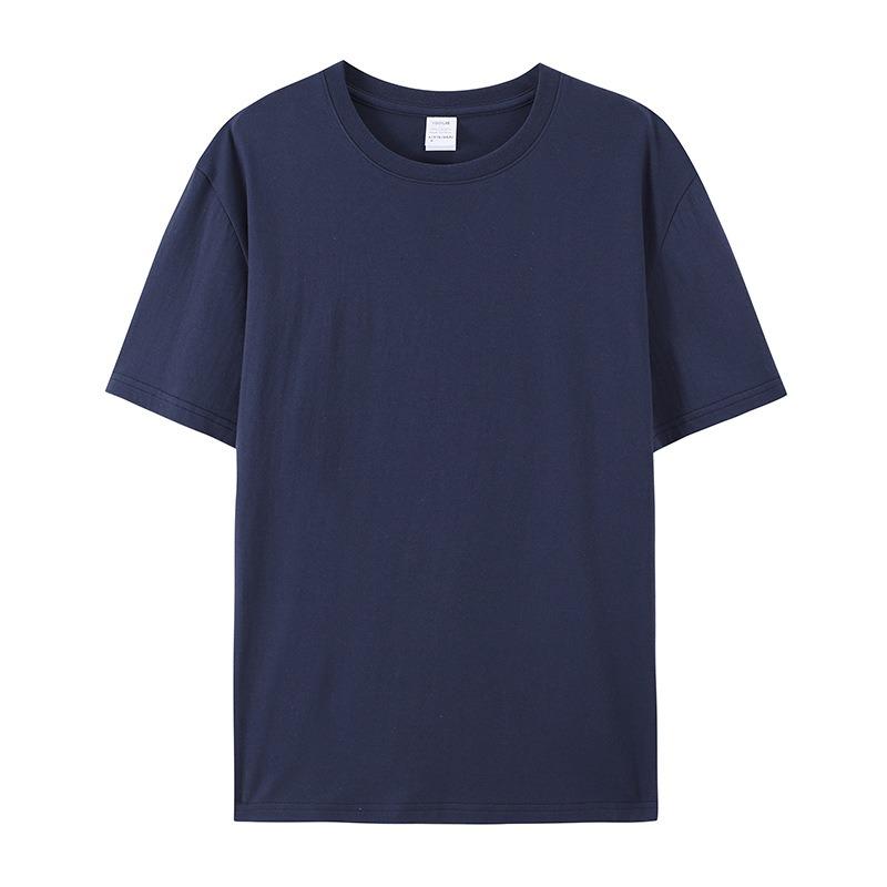 

180g Solid Color 100% Cotton Men T Shirt Hip-Hop Cotton T-shirt O-neck Summer Male Causal Tshirts Fashion Loose Tees 79000D XL Темно-синій
