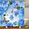 3D Butterfly Flower Printing Bathroom Curtain Polyester Waterproof with Hooks Home Decoration Shower Curtain Bathroom Screen