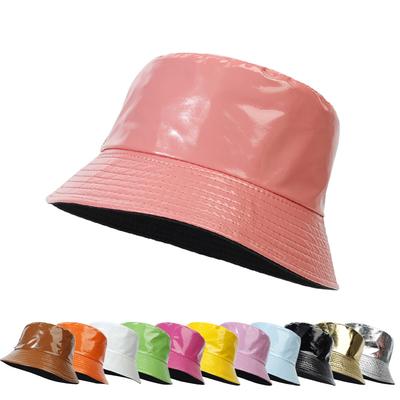 Fashion Bucket Hat Women Girls Leather Solid Panama Caps Men Hiking Hat Fishing Cap Foldable Hip-Hop Street Waterproof Hat