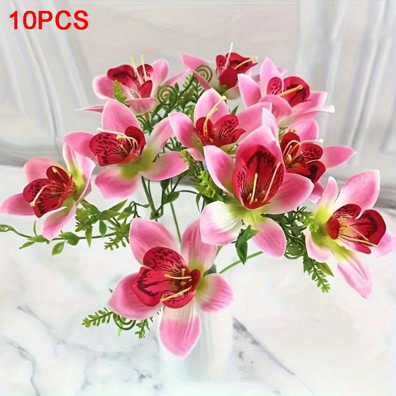 

Bouquet Artificial Orchid Flore White Silk Fake Orchid Flower DIY Wedding Back Road Home Desk Vase Accessories Faux Flores розовый