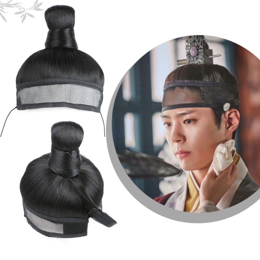 Hair Accessories Ming-Made Net Towel Wig Fake Hair Bun Long Straight Ponytail Hanfu Men'S Wig