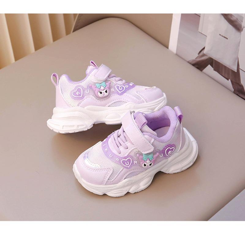 Spring and Autumn Princess Shoes Girls Super Soft Sneakers Children's Mesh Shoes Foreign Style Lighting Soft Sole Running Shoes Trendy